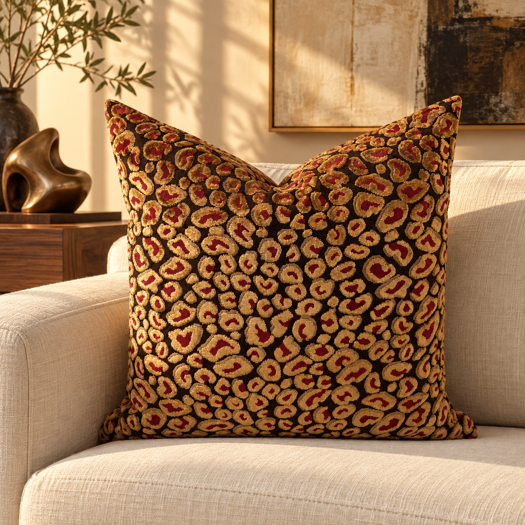 Cheetah Ruby – 24" × 24" Luxury Square Pillow