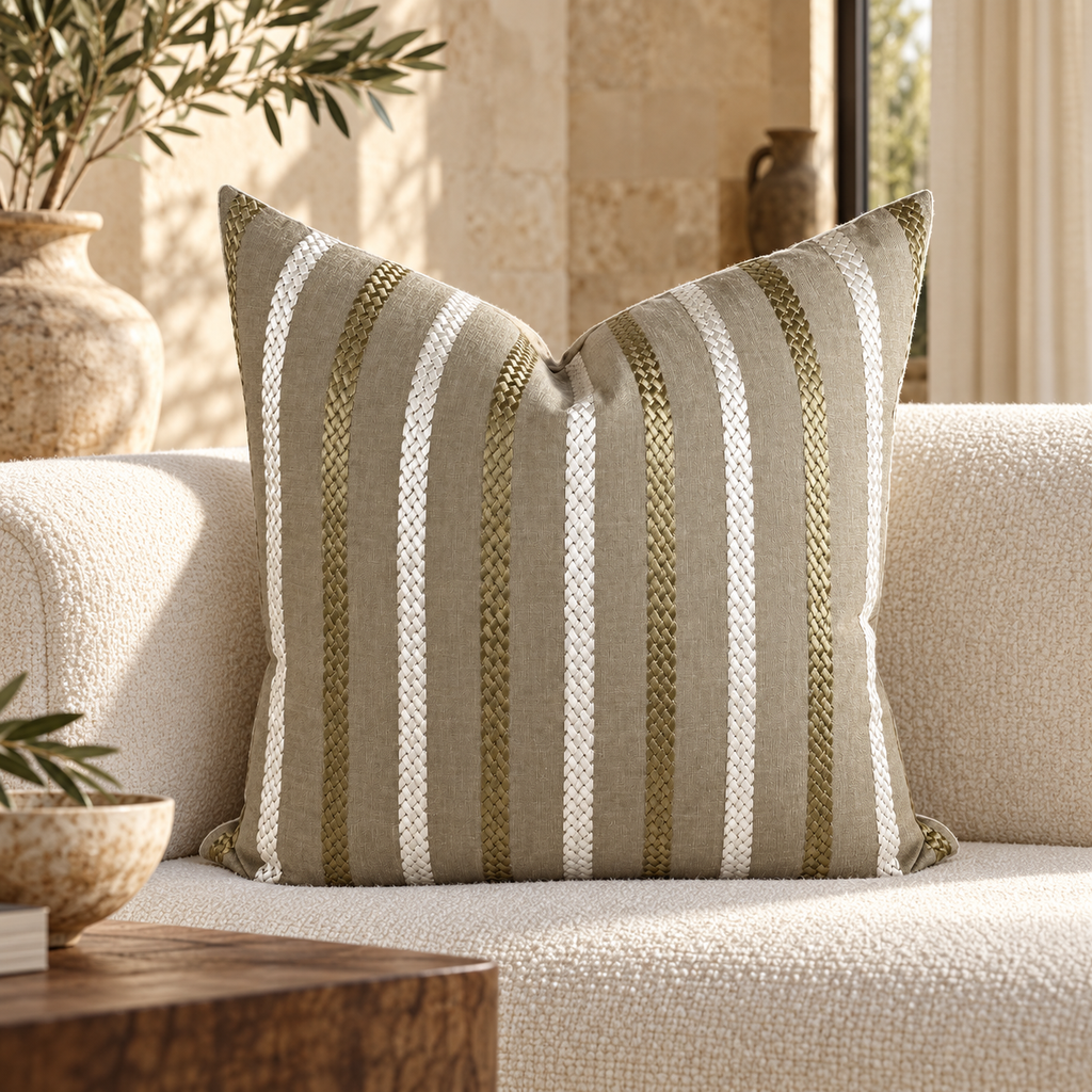 Cheverny Taupe – 24" × 24" Luxury Square Pillow