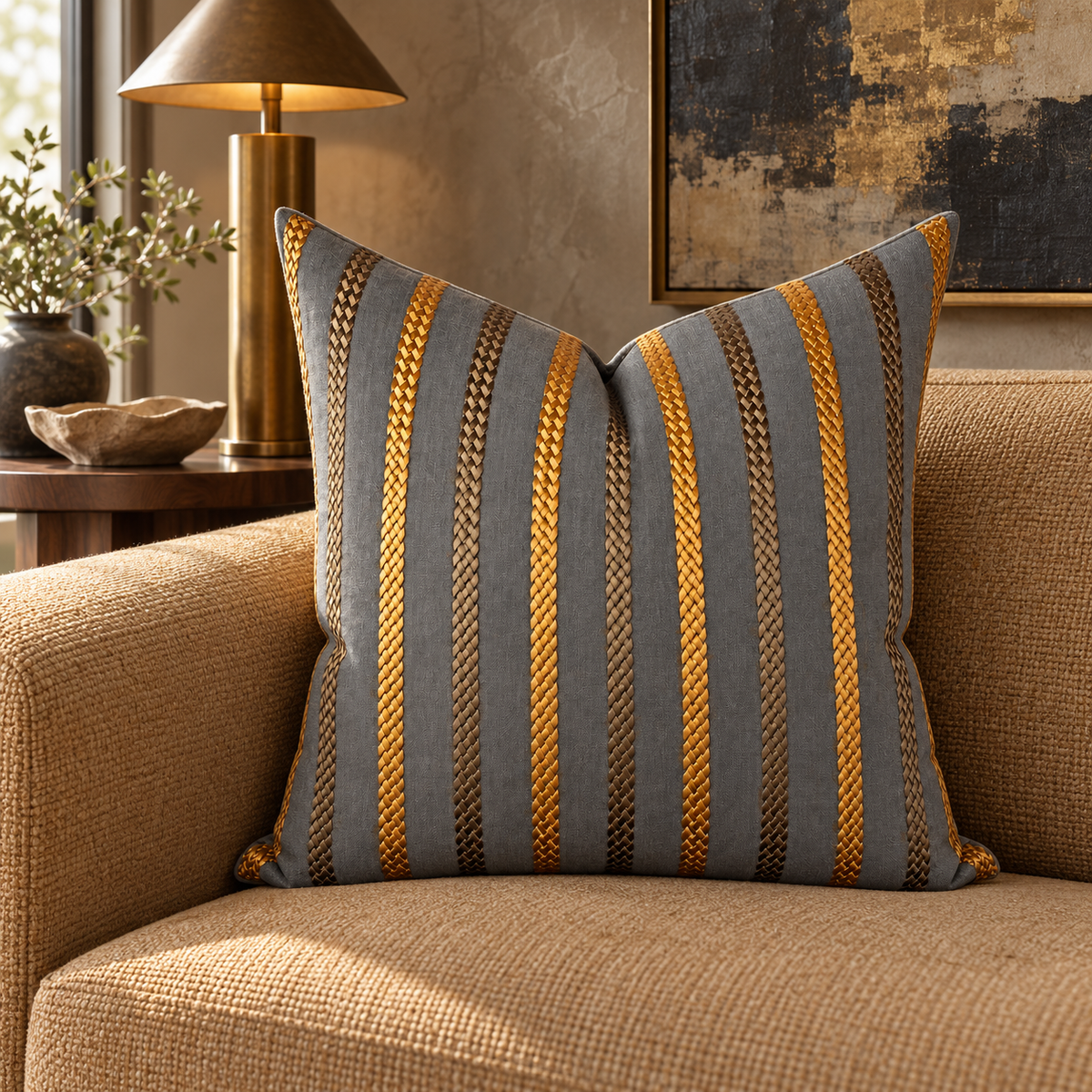 Cheverny Charcoal – 24" × 24" Luxury Square Pillow