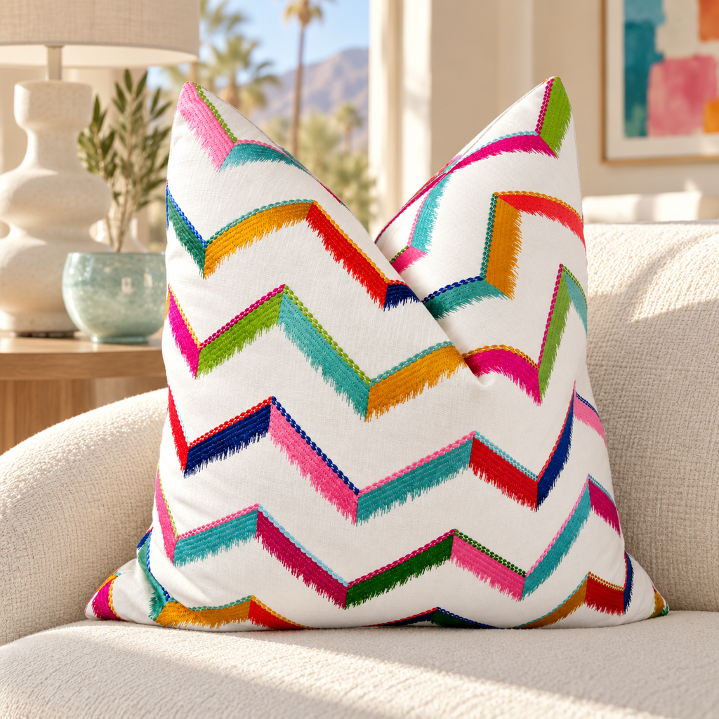 Chevron Confetti – 24" × 24" Luxury Square Pillow
