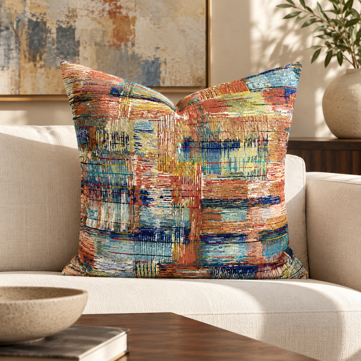 Color Spark – 24" × 24" Luxury Square Pillow