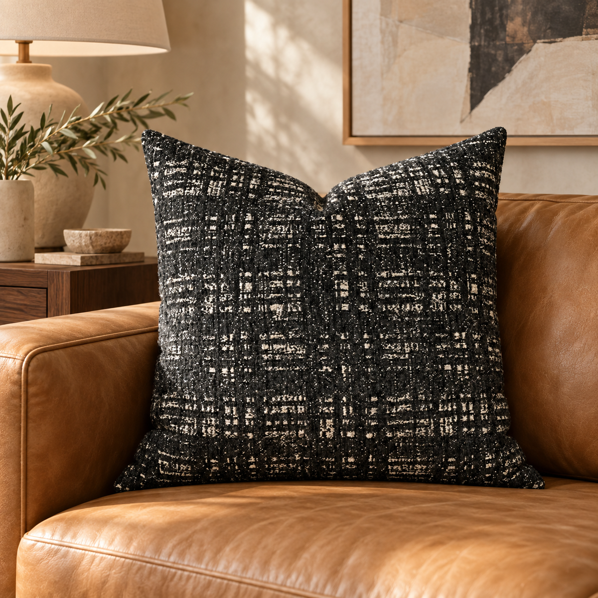 Collateral Charcoal – 24" × 24" Luxury Square Pillow