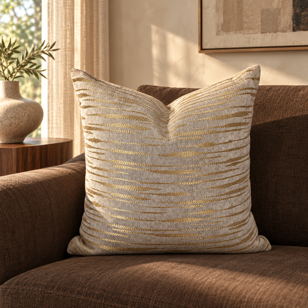 Davos Fog – 24" × 24" Luxury Square Pillow