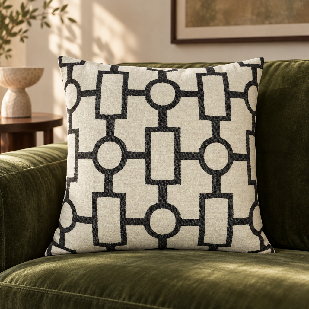 Ellington Black – 24" × 24" Luxury Square Pillow