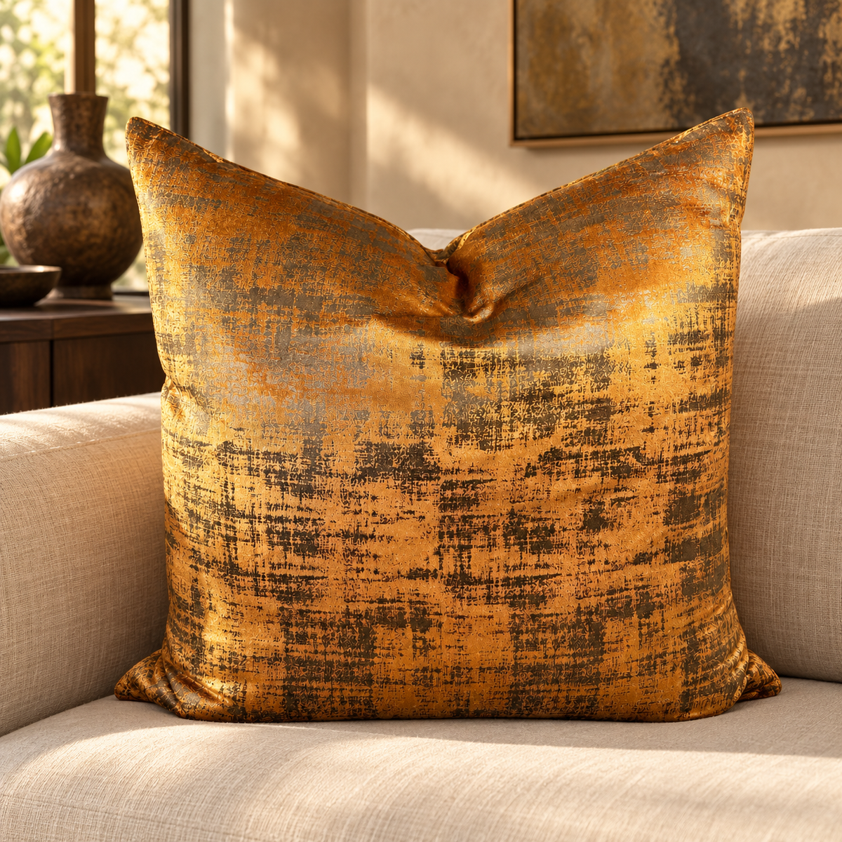 Fresco Saffron – 24" × 24" Luxury Square Pillow
