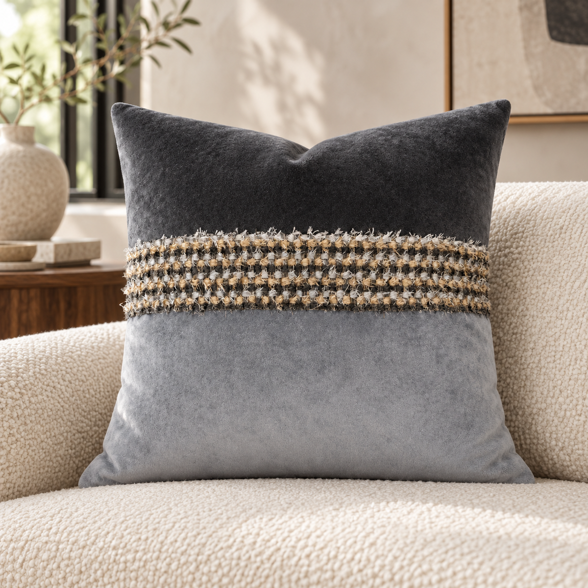 Fuzzy Graphite – 24" × 24" Luxury Square Pillow