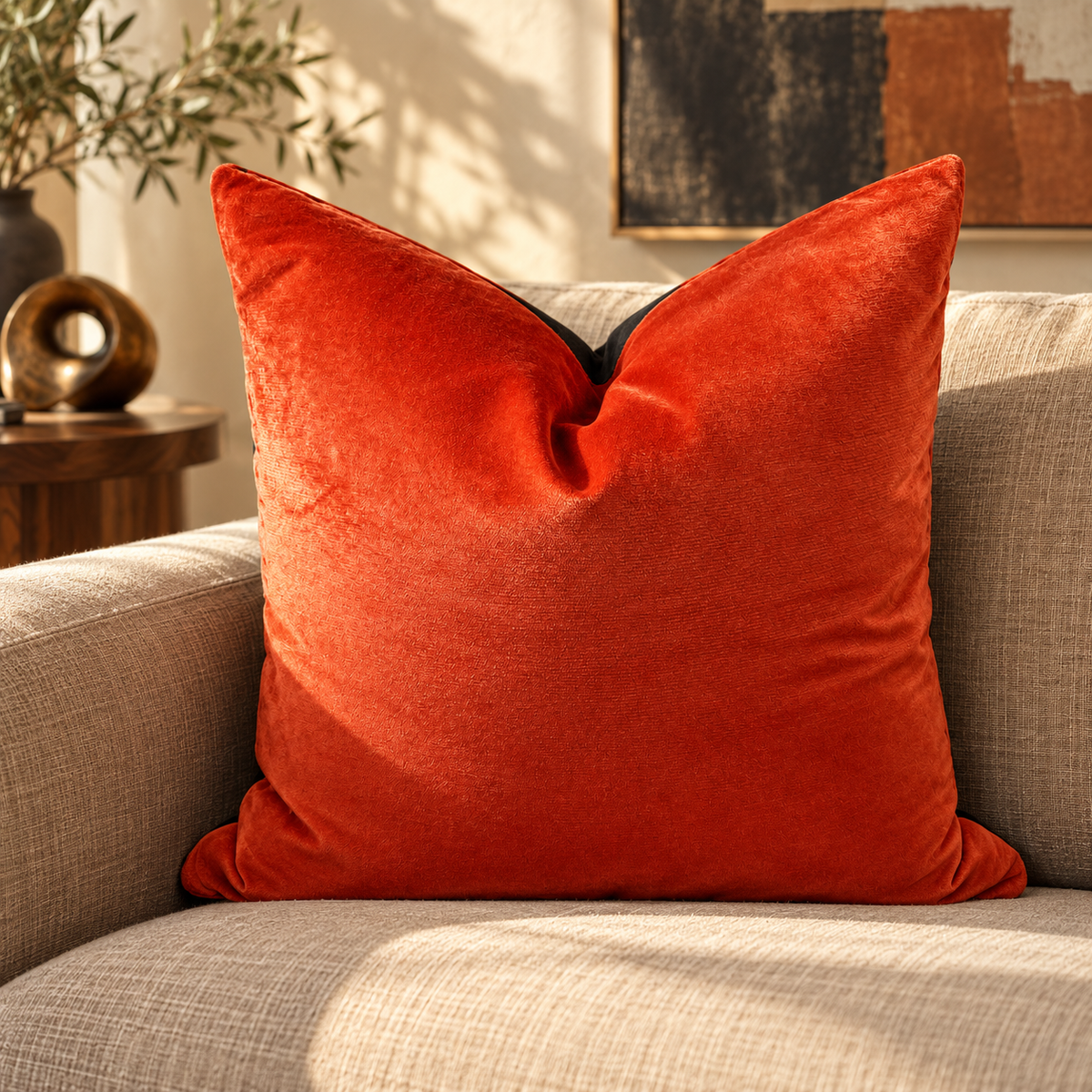 Gemini Mango Charcoal – 24" × 24" Luxury Square Pillow