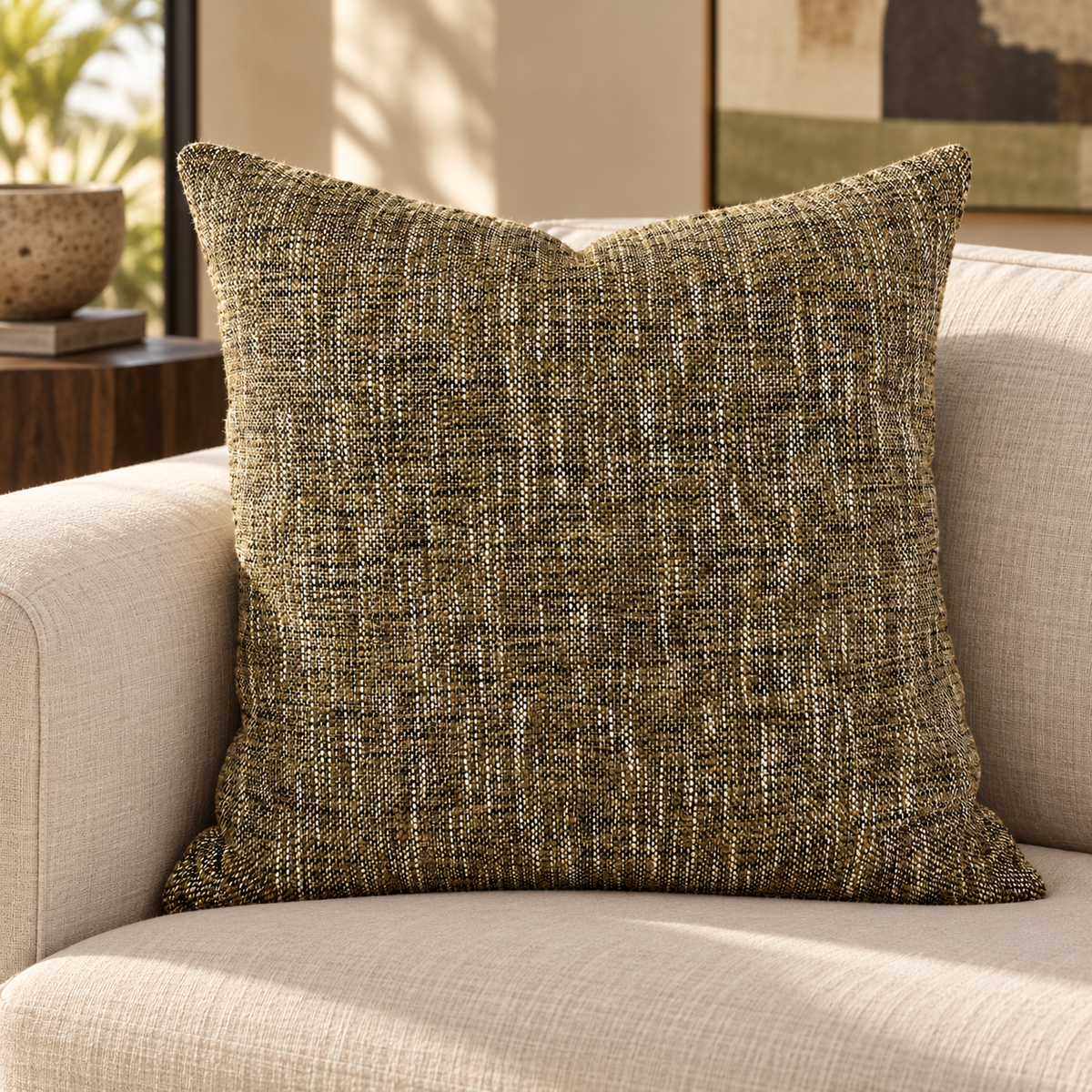 Grasscloth Granite – 24" × 24" Luxury Square Pillow