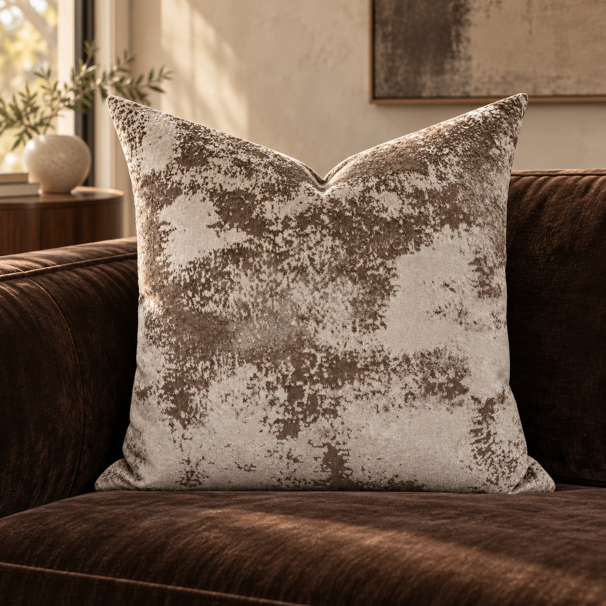 Grated Taupe – 24" × 24" Luxury Square Pillow
