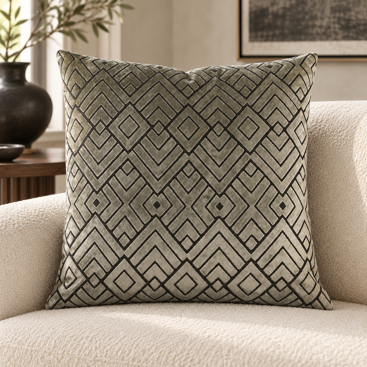 Hipster Silver – 24" × 24" Luxury Square Pillow