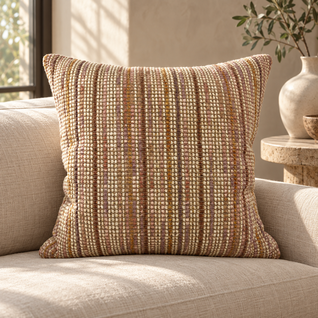 Madison Club Ribbon Rose – 24" × 24" Luxury Square Pillow