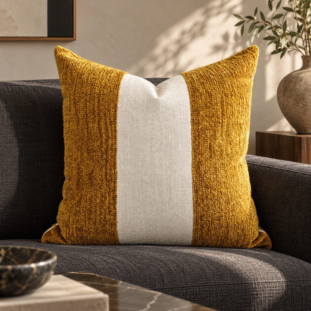 Magritte Golden – 24" × 24" Luxury Square Pillow
