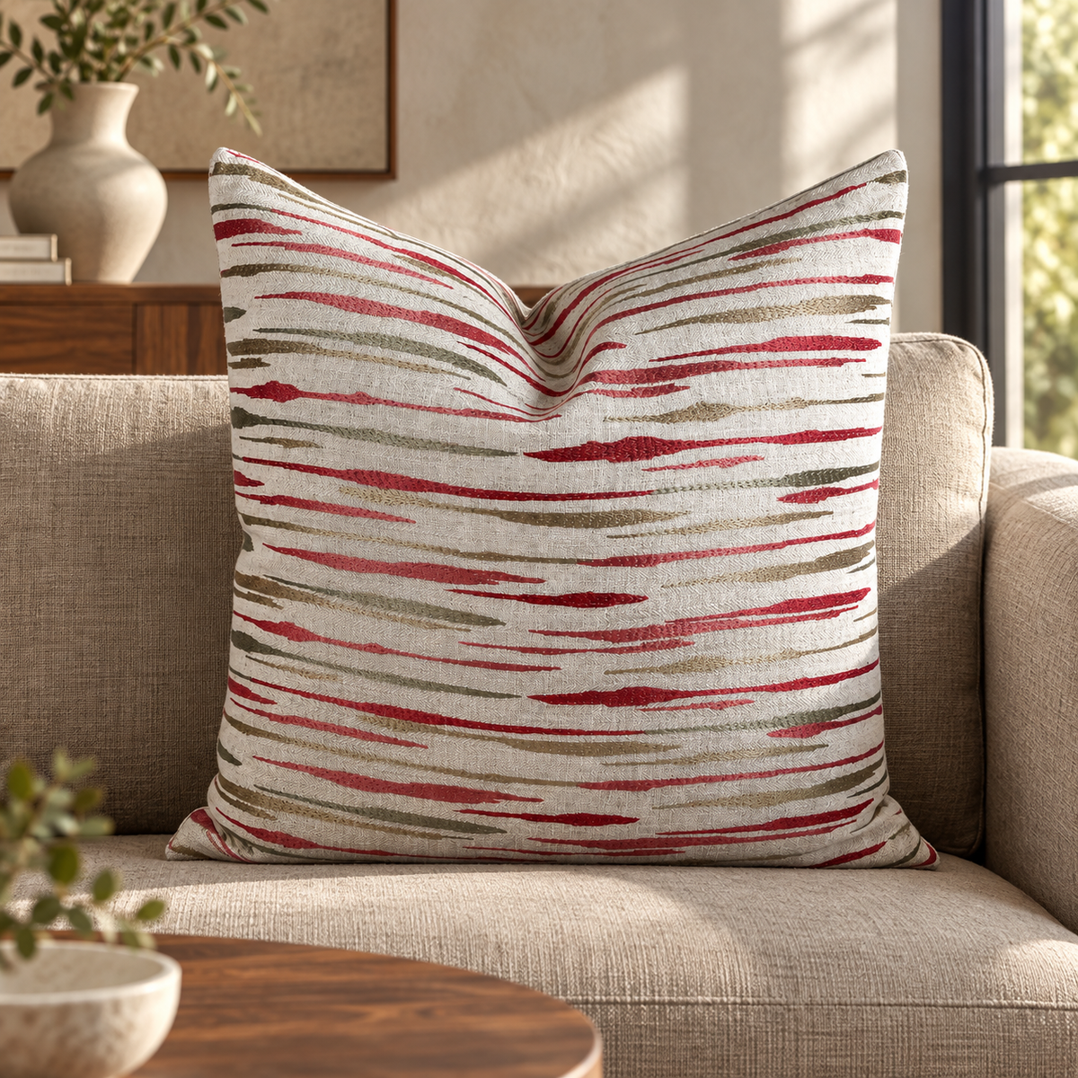 Marcus Coral – 24" × 24" Luxury Square Pillow