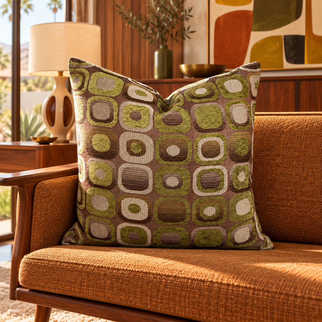 Mid Century Groove – 24" × 24" Luxury Square Pillow
