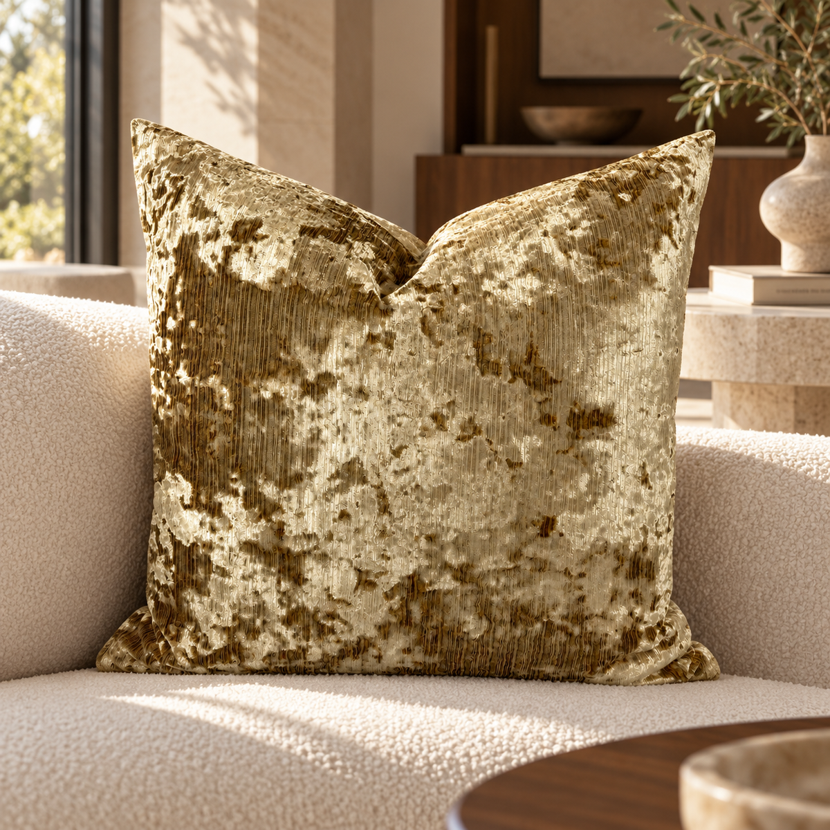 Miranda Gold – 24" × 24" Luxury Square Pillow