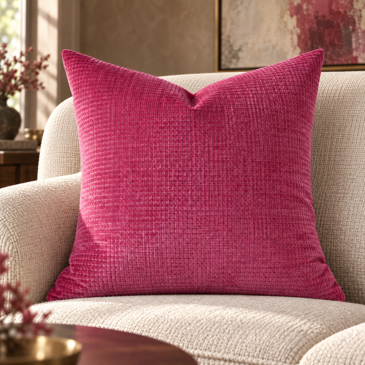 Opulence Fuchsia – 24" × 24" Luxury Square Pillow