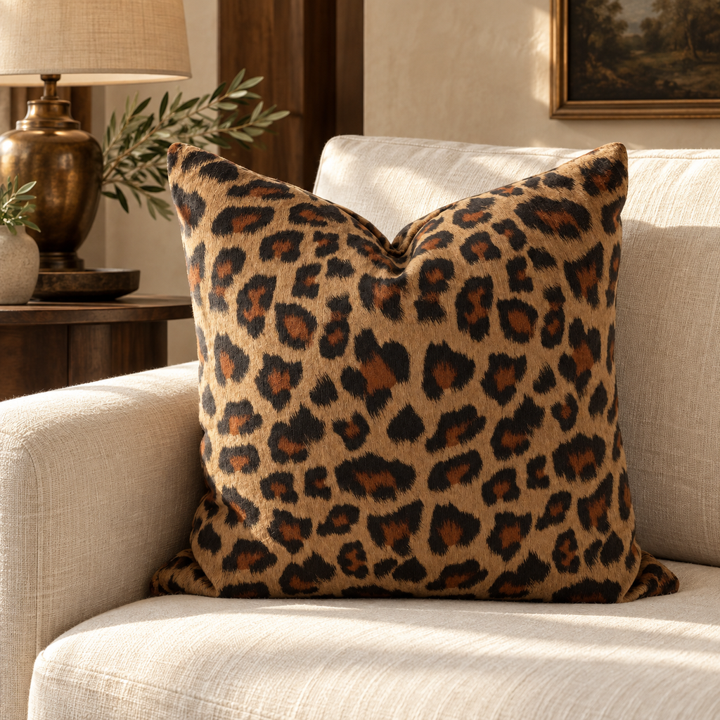 Panthera Toffee – 24" × 24" Luxury Square Pillow