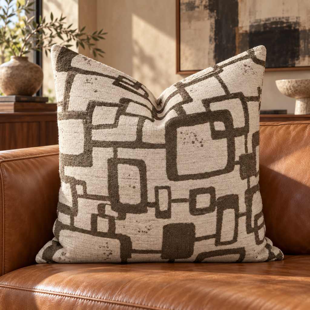 Patina Taupe – 24" × 24" Luxury Square Pillow