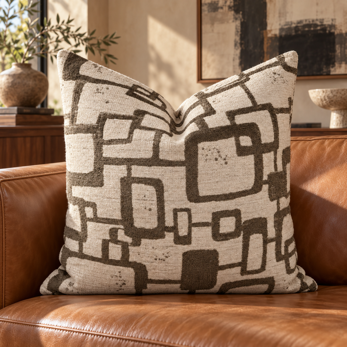 Patina Taupe – 24" × 24" Luxury Square Pillow