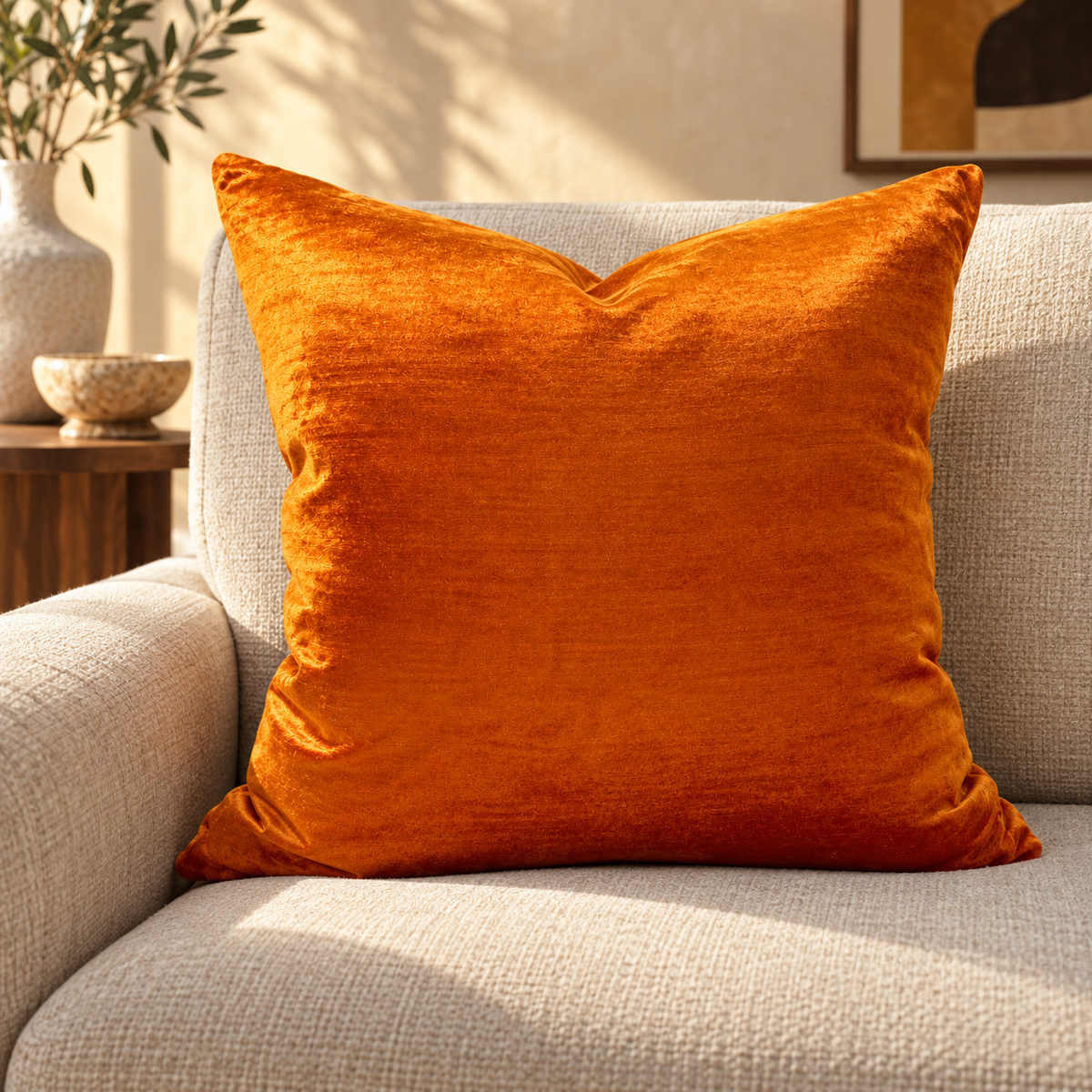 Persimmon Glow – 24" × 24" Luxury Square Pillow
