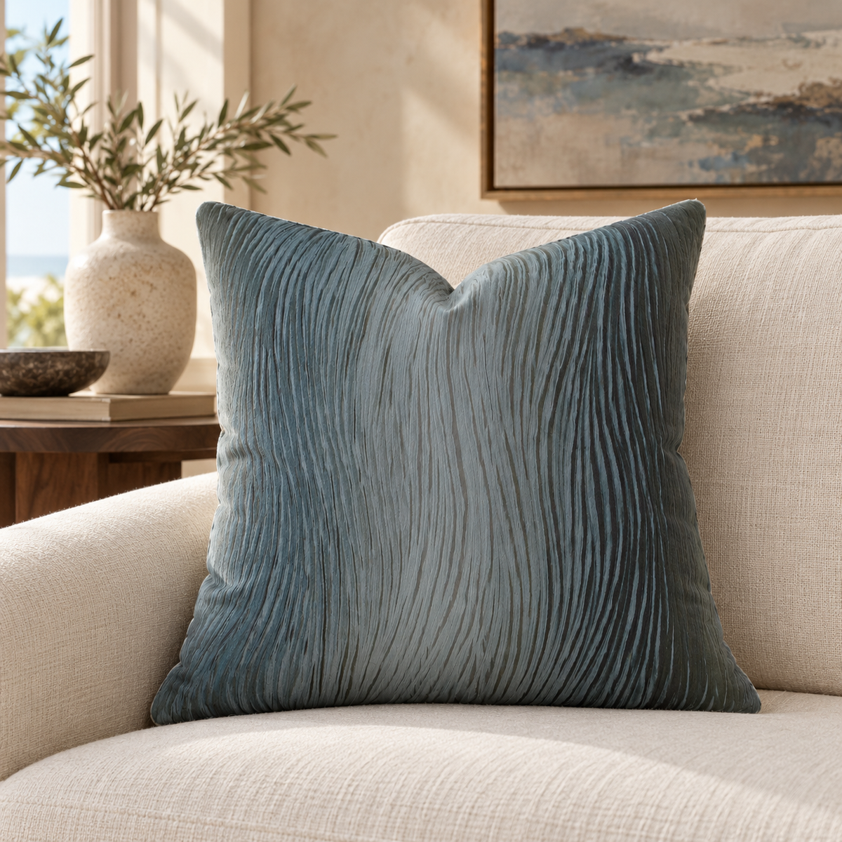 Rhythm Aqua – 24" × 24" Luxury Square Pillow