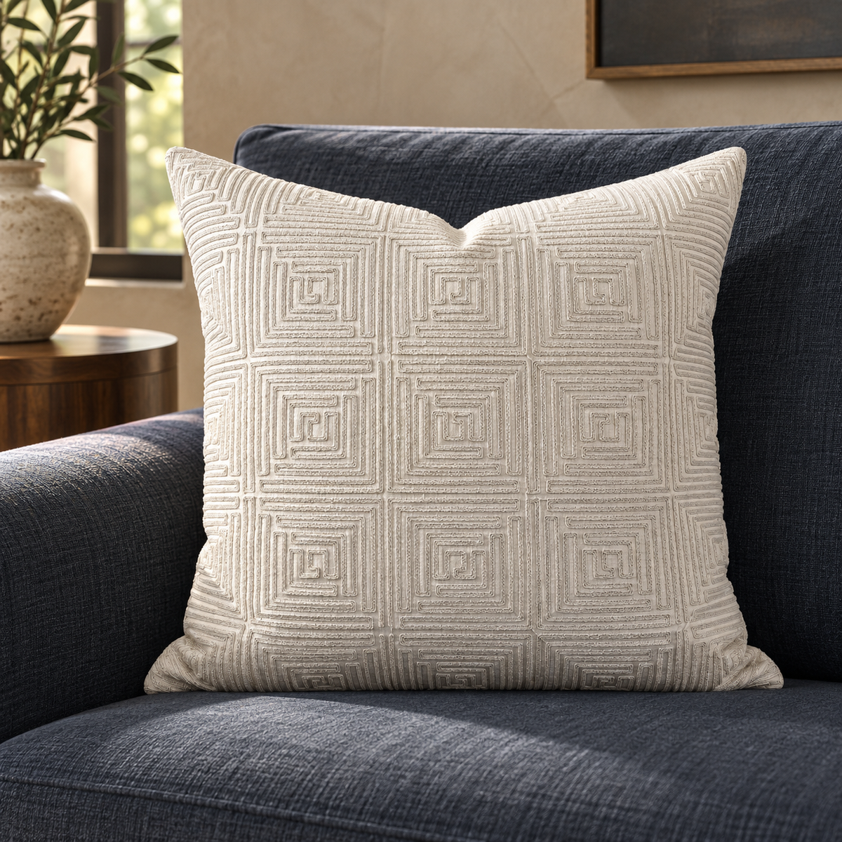 Sand Maze – 24" × 24" Luxury Square Pillow