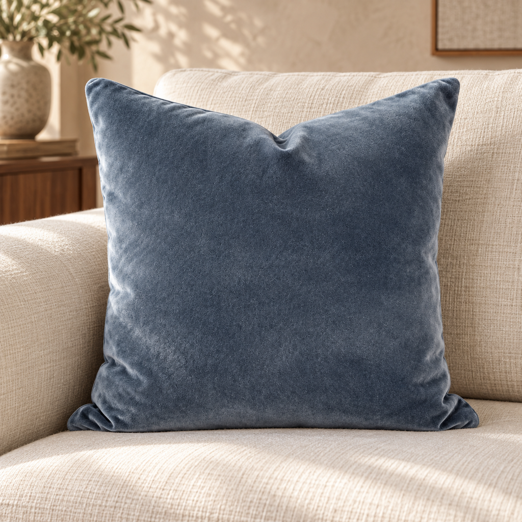 Slate Mohair – 24" × 24" Luxury Square Pillow