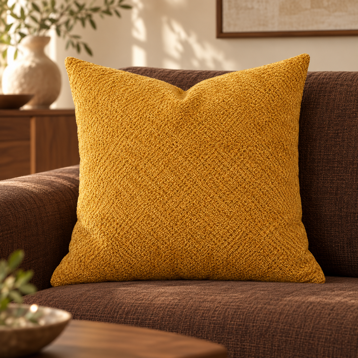 Snuggle Gold – 24" × 24" Luxury Square Pillow