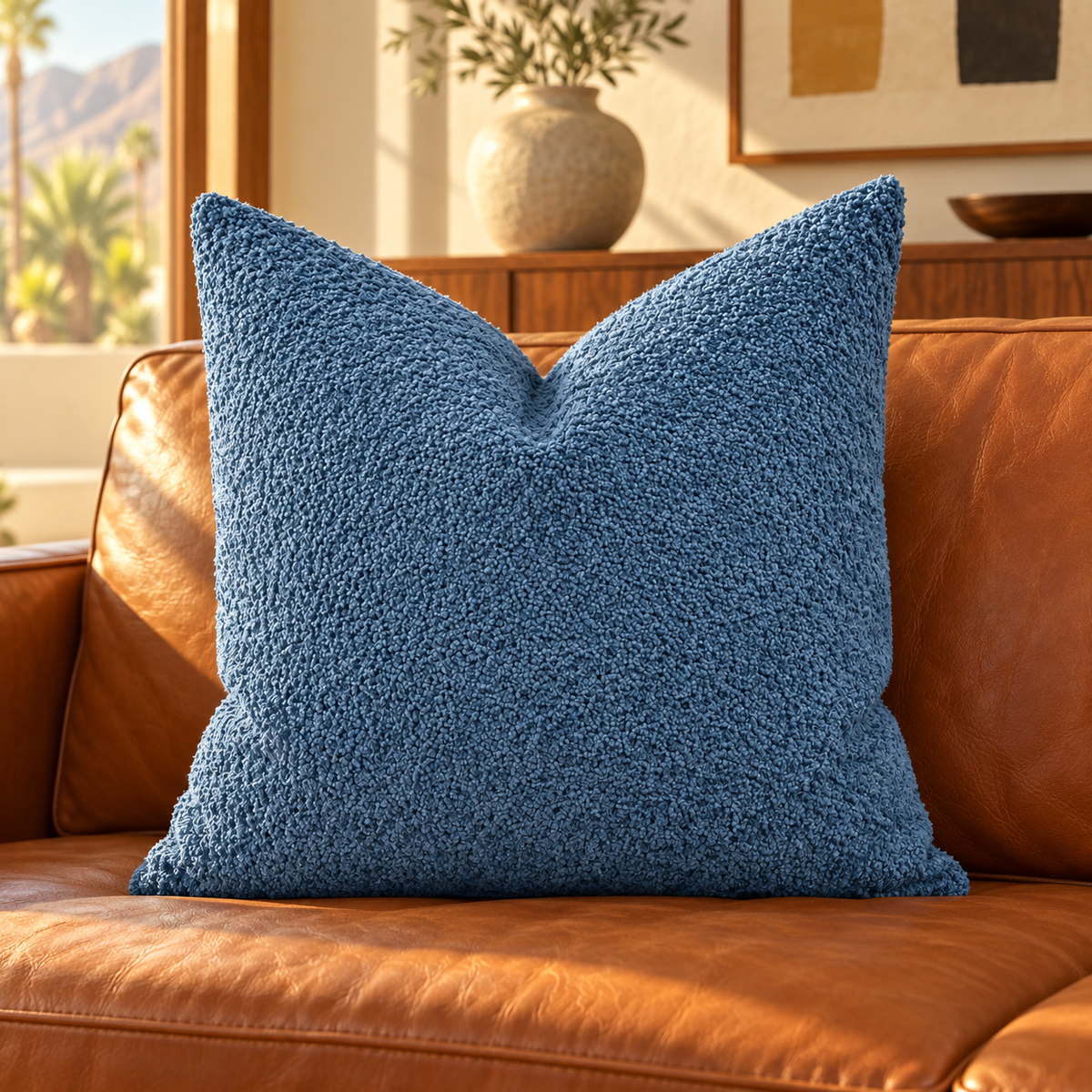 Snuggle Sapphire (Double Front) – 24" × 24" Luxury Square Pillow