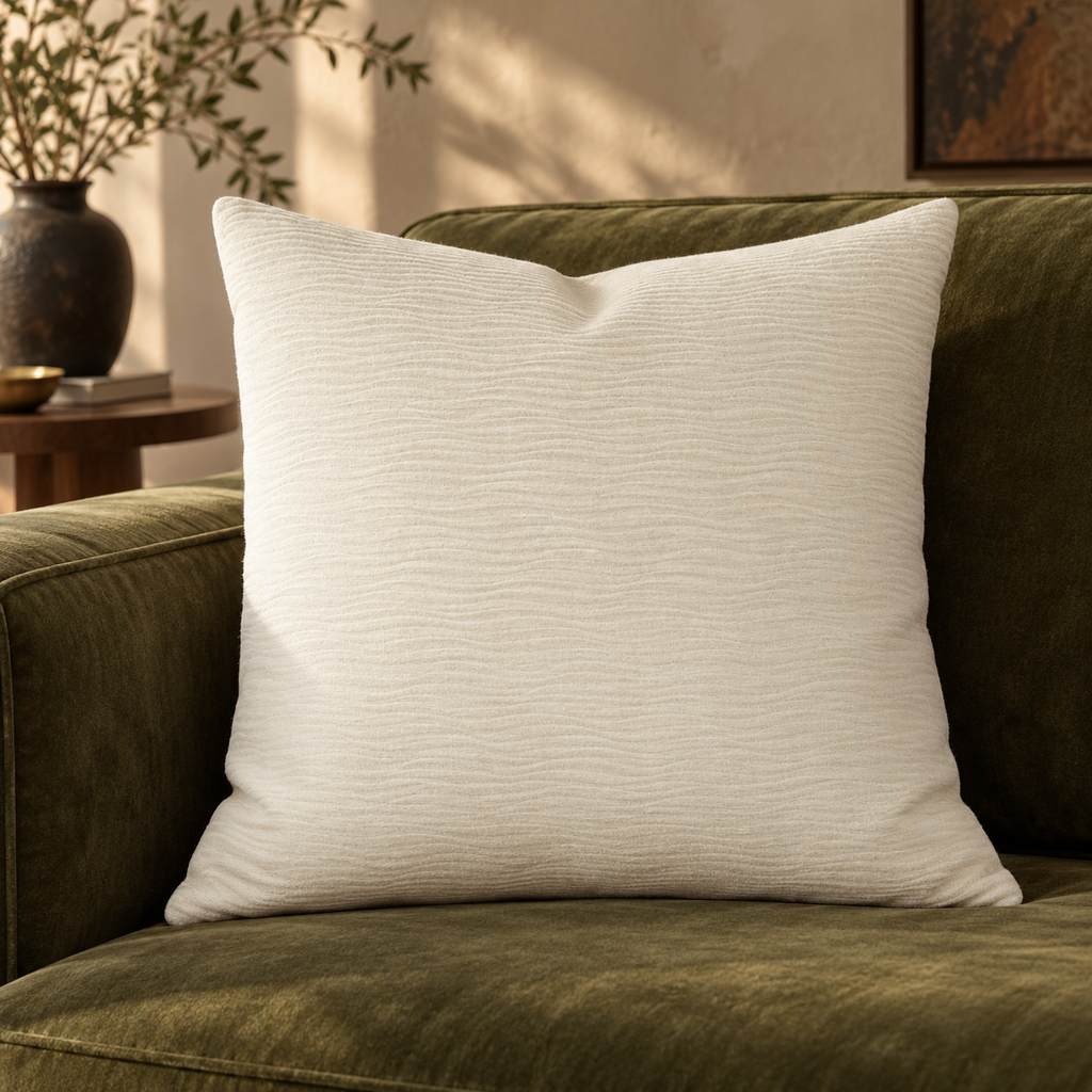 Stream Ivory – 24" × 24" Luxury Square Pillow