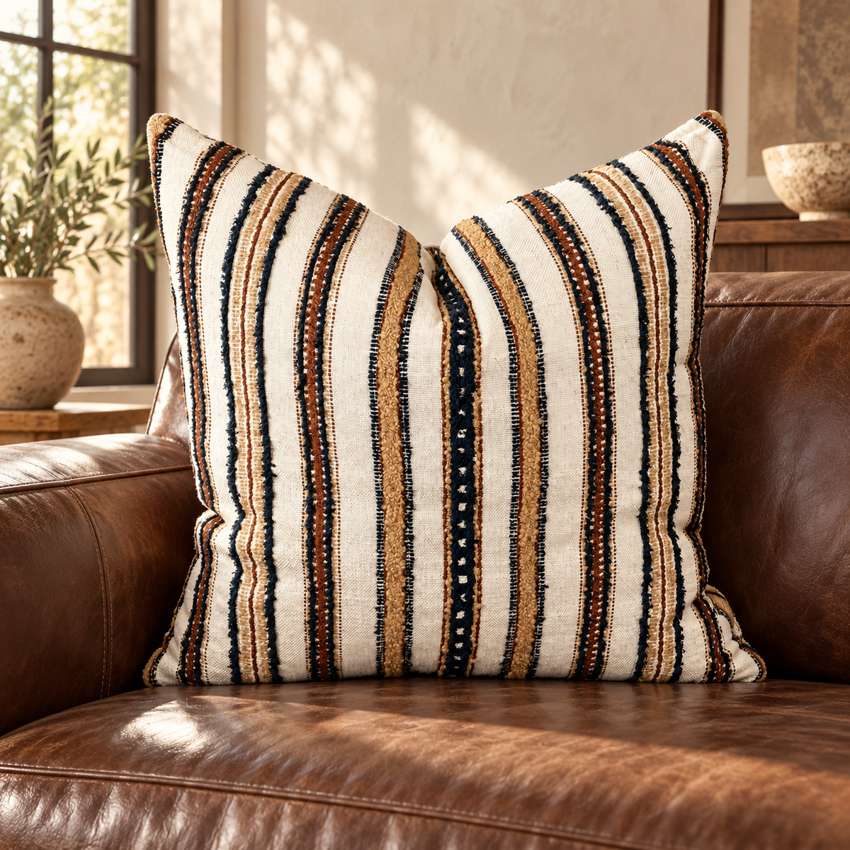 Zoie Umber – 24" × 24" Luxury Square Pillow