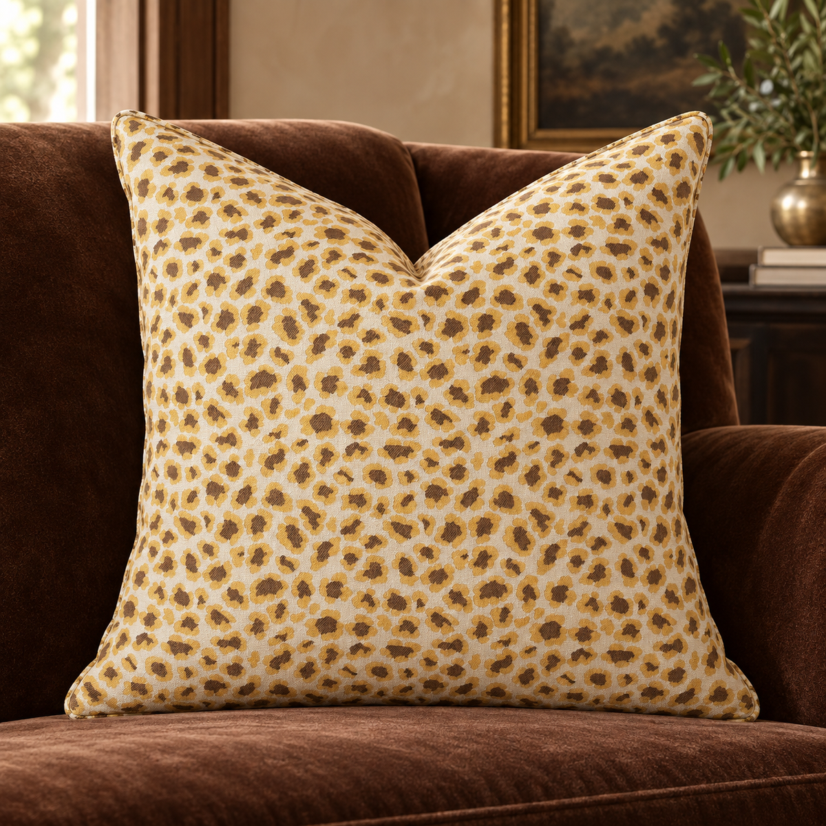 Angola Yellow – 24" × 24" Luxury Square Pillow