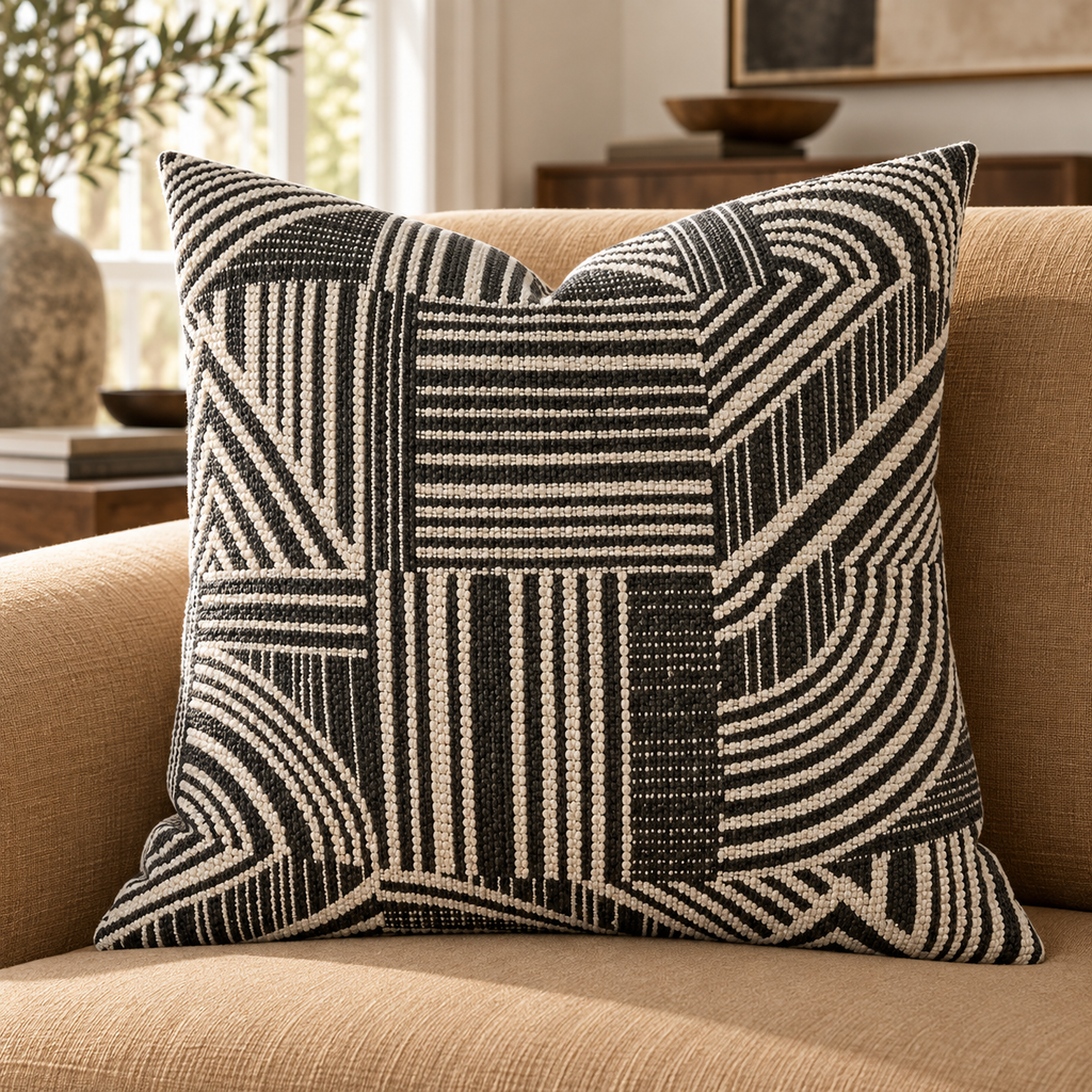 Zaria Charcoal – 24" × 24" Luxury Square Pillow