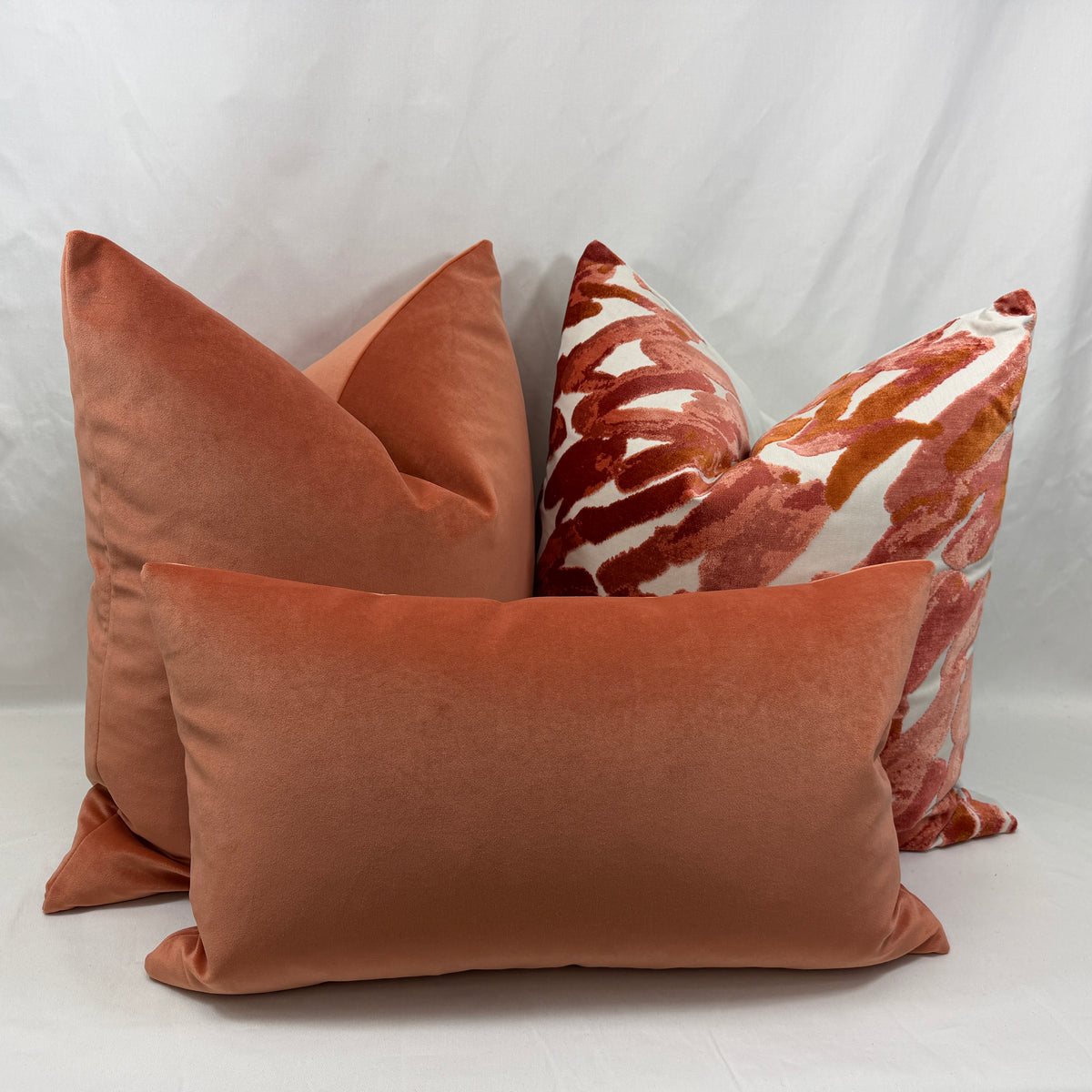Salmon Velvet – 24" × 24" Luxury Square Pillow