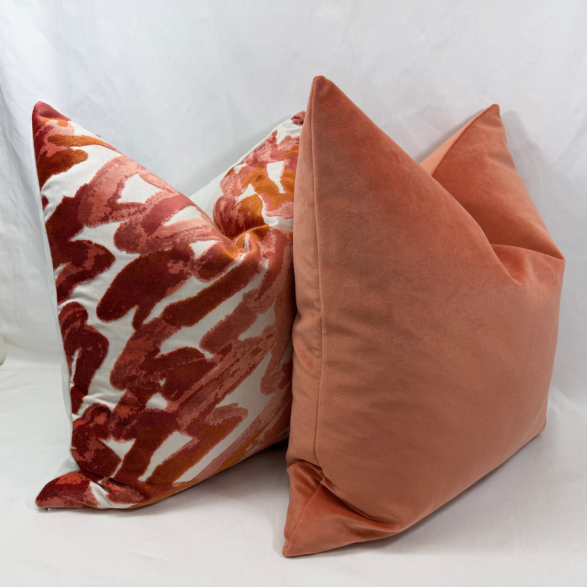 Salmon Velvet – 24" × 24" Luxury Square Pillow