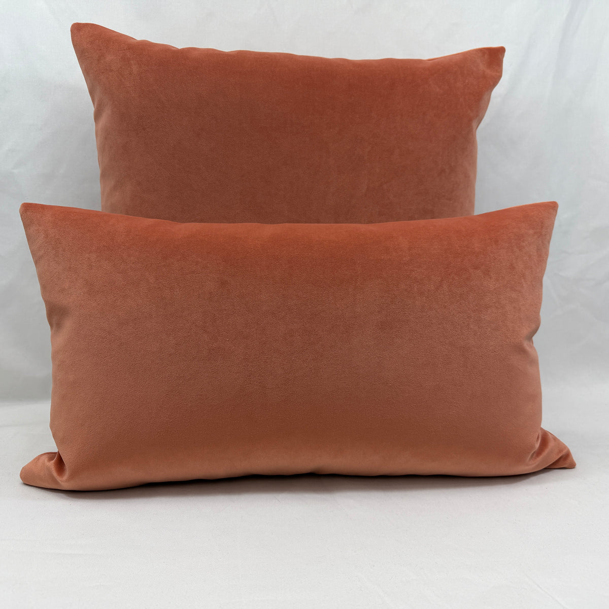 Salmon Velvet – 24" × 24" Luxury Square Pillow