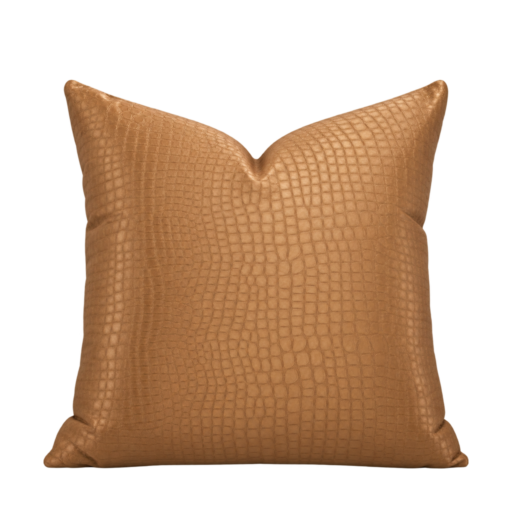 Croc Gold – 24" × 24" Luxury Square Pillow