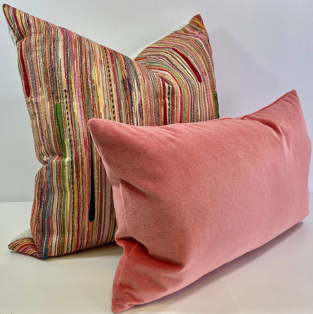 Mohair Pink – 24" × 14" Luxury Lumbar Pillow