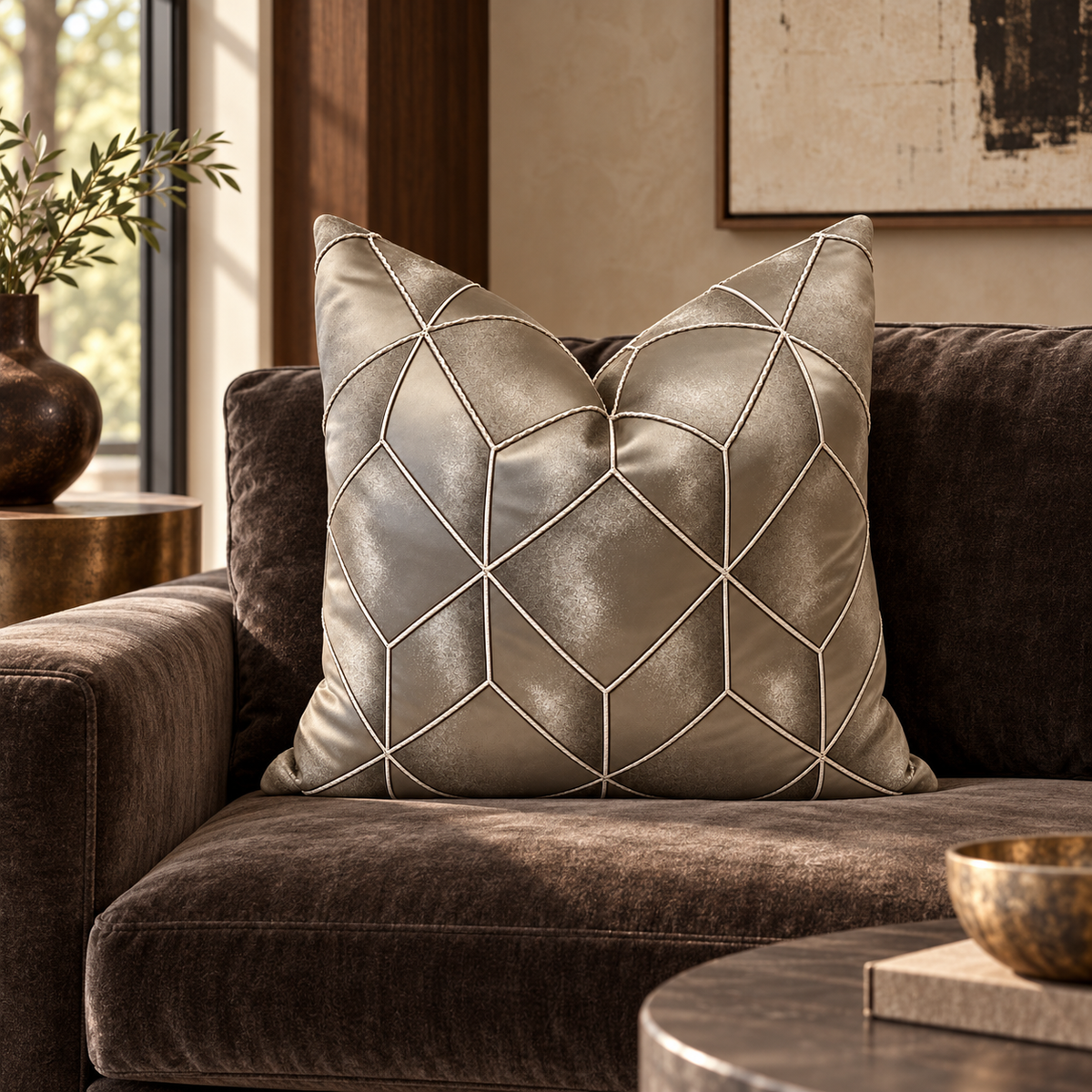 Diamond Smoke – 24" × 24" Luxury Square Pillow