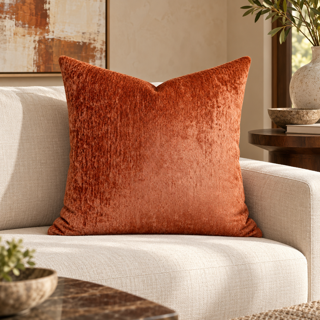 Empress Casandra Orange – 24" × 24" Luxury Square Pillow