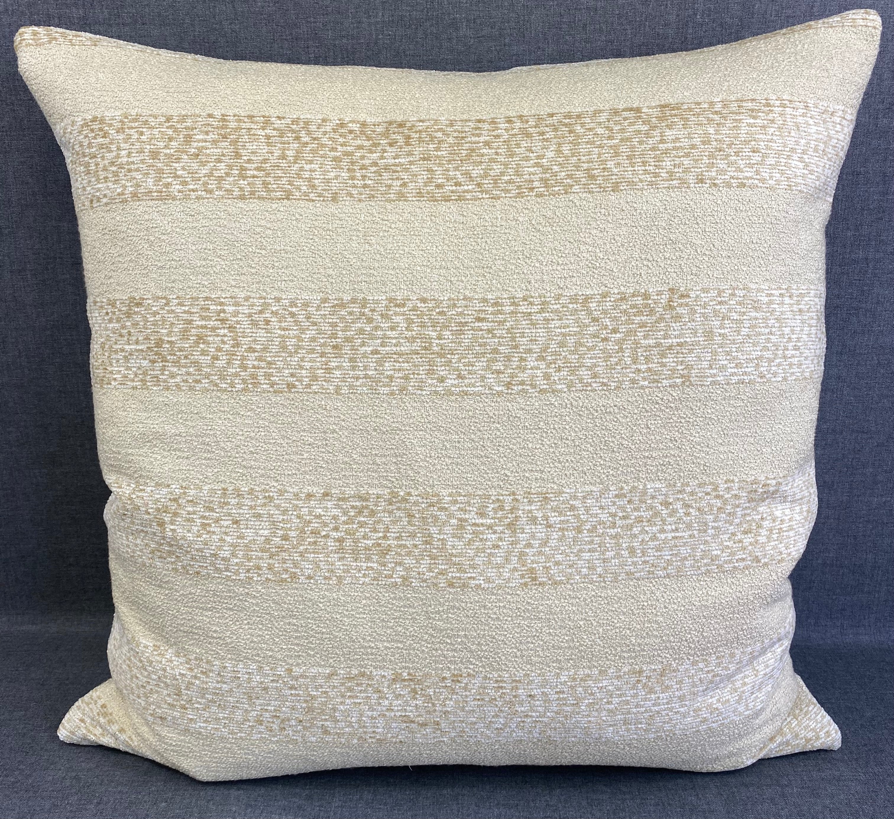 Luxury Pillow - 22" x 22" - 22 X 22 Sunfun Stripe Linen Sunbrella Or Equivalent Fabric With Fiber Fill