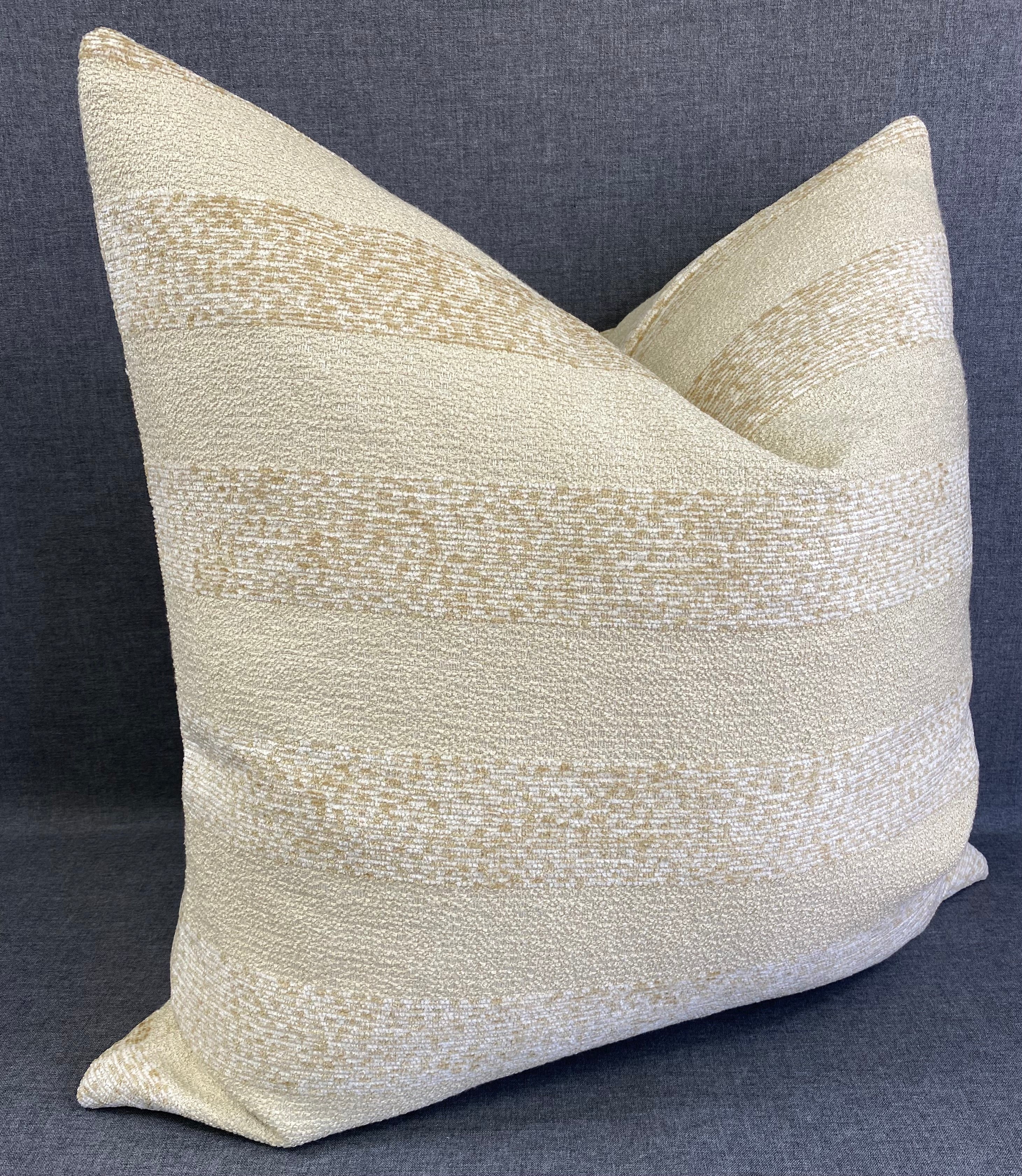 Luxury Pillow - 22" x 22" - 22 X 22 Sunfun Stripe Linen Sunbrella Or Equivalent Fabric With Fiber Fill