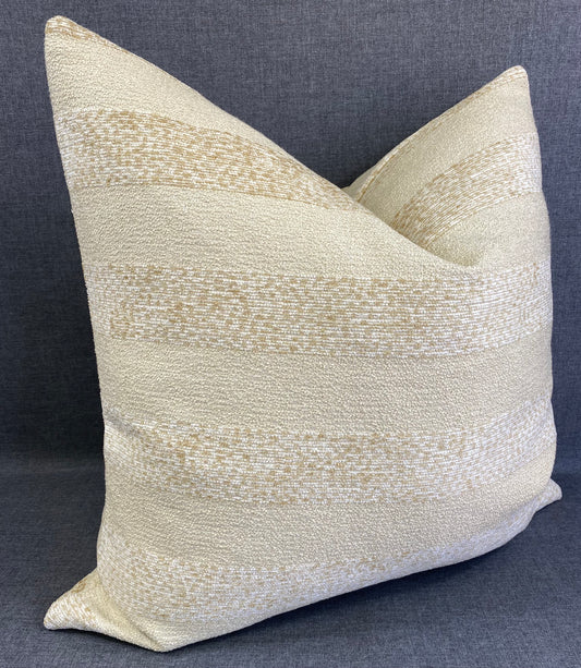 Luxury Pillow - 24" x 24" - Country Linen; cream and beige, textured striped pillow