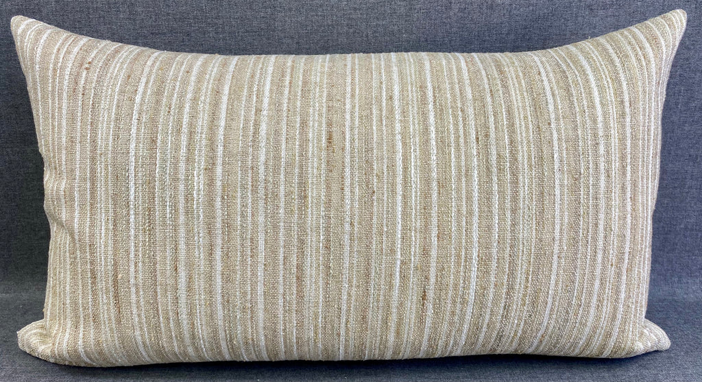 Luxury Lumbar Pillow - 24" x 14" - Wheatfield Lumbar Lovely Woven Texture Of Beige White And Cream Stripes