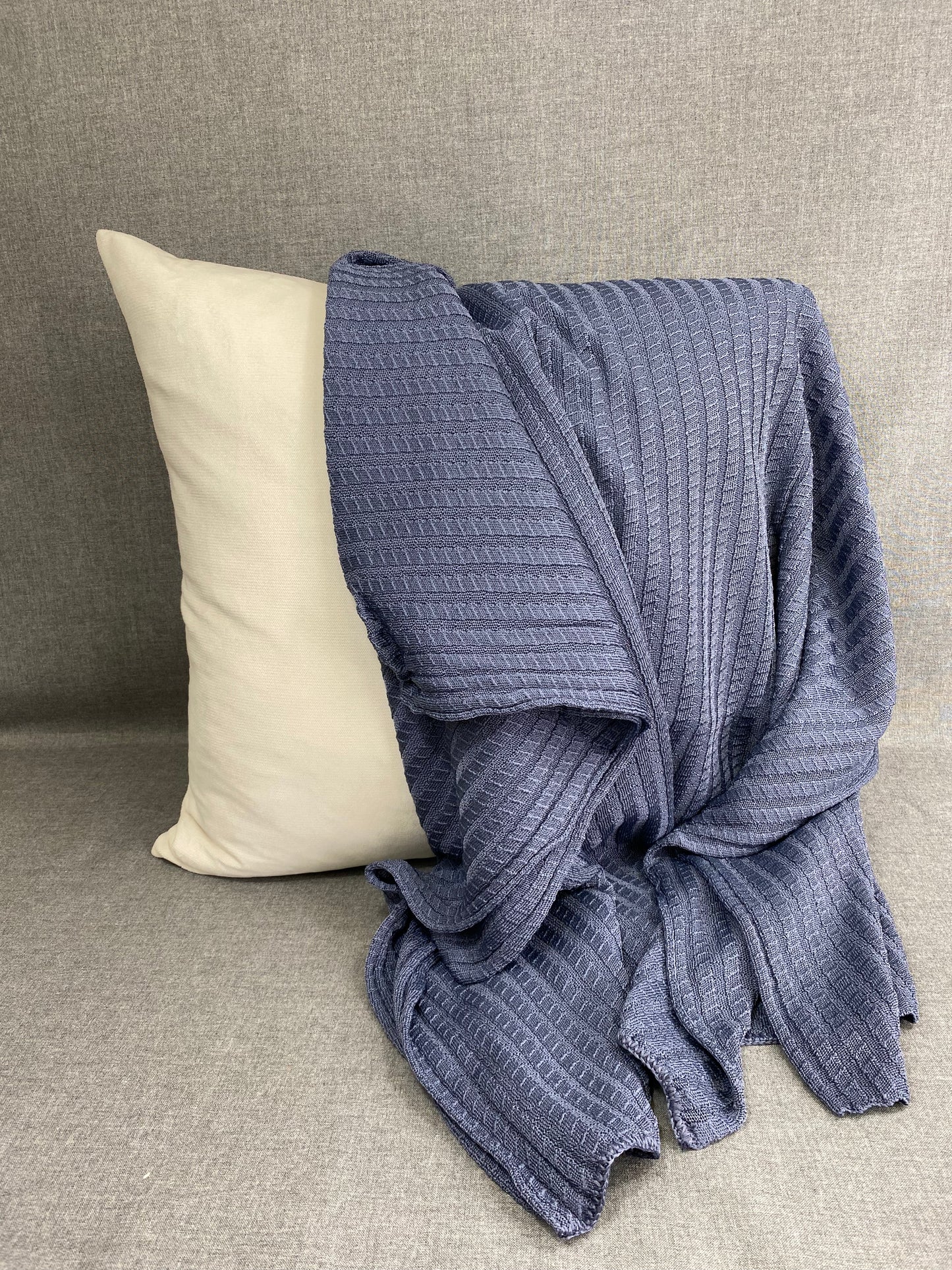 Luxury Knit Throw - 45" x 70" - Westport Denim; Bulky Knit Throw