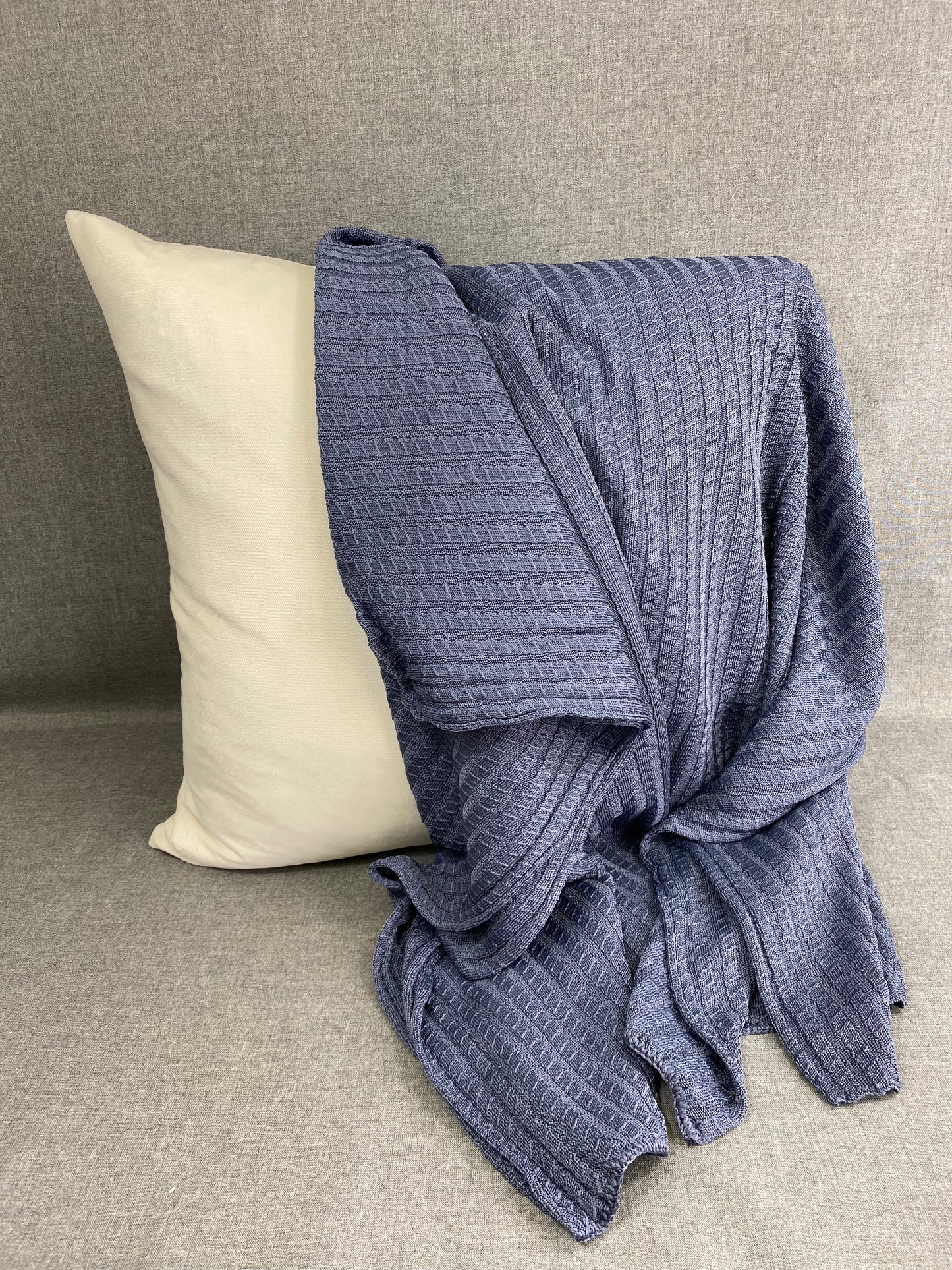 Luxury Knit Throw - 45" x 70" - Westport Denim; Bulky Knit Throw