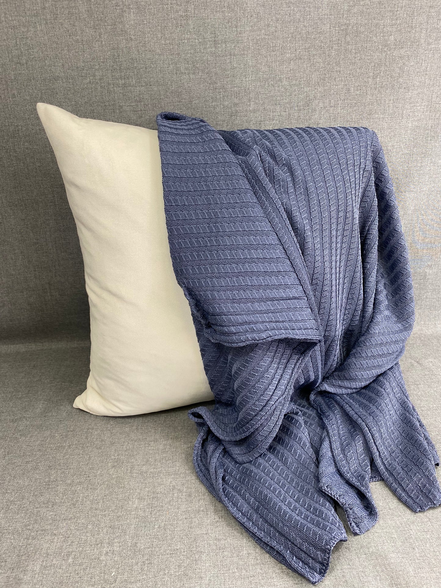 Luxury Knit Throw - 45" x 70" - Westport Denim; Bulky Knit Throw