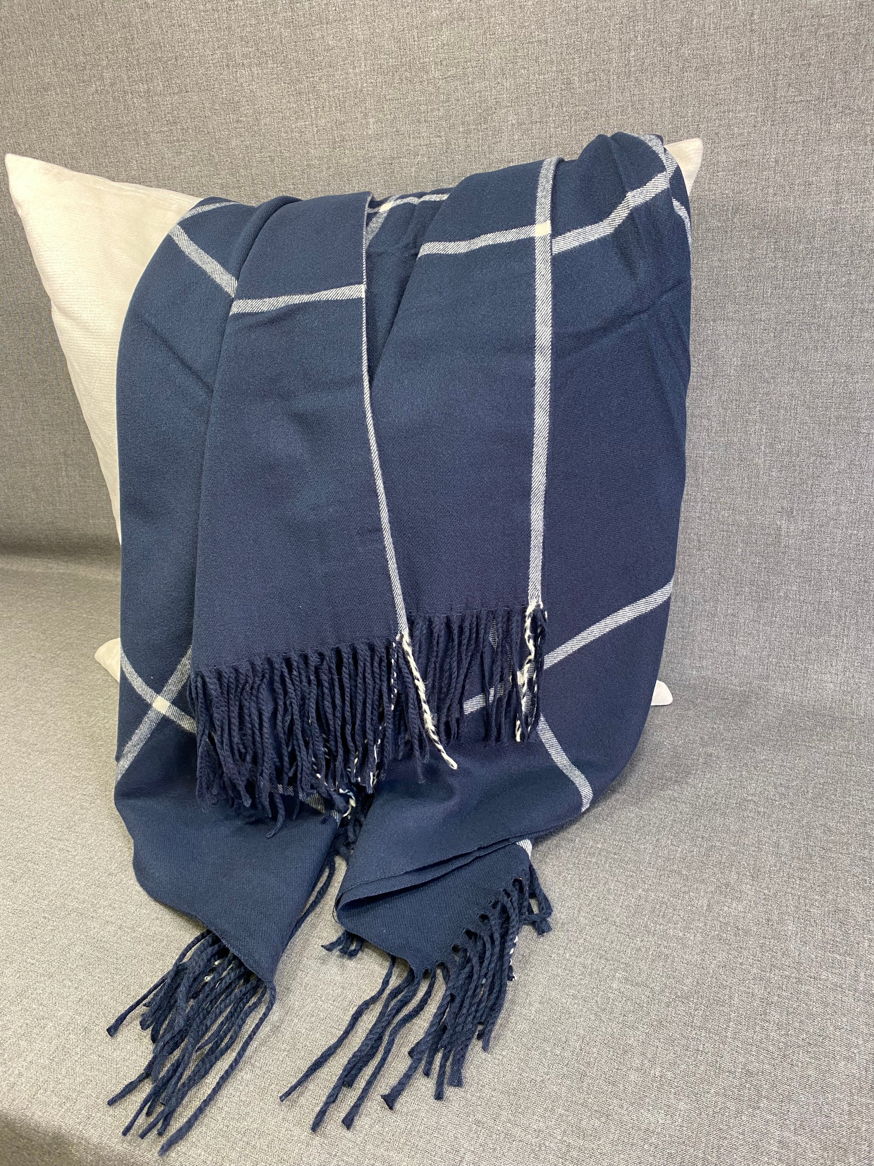 Glasgow Navy Throw  50"X60"