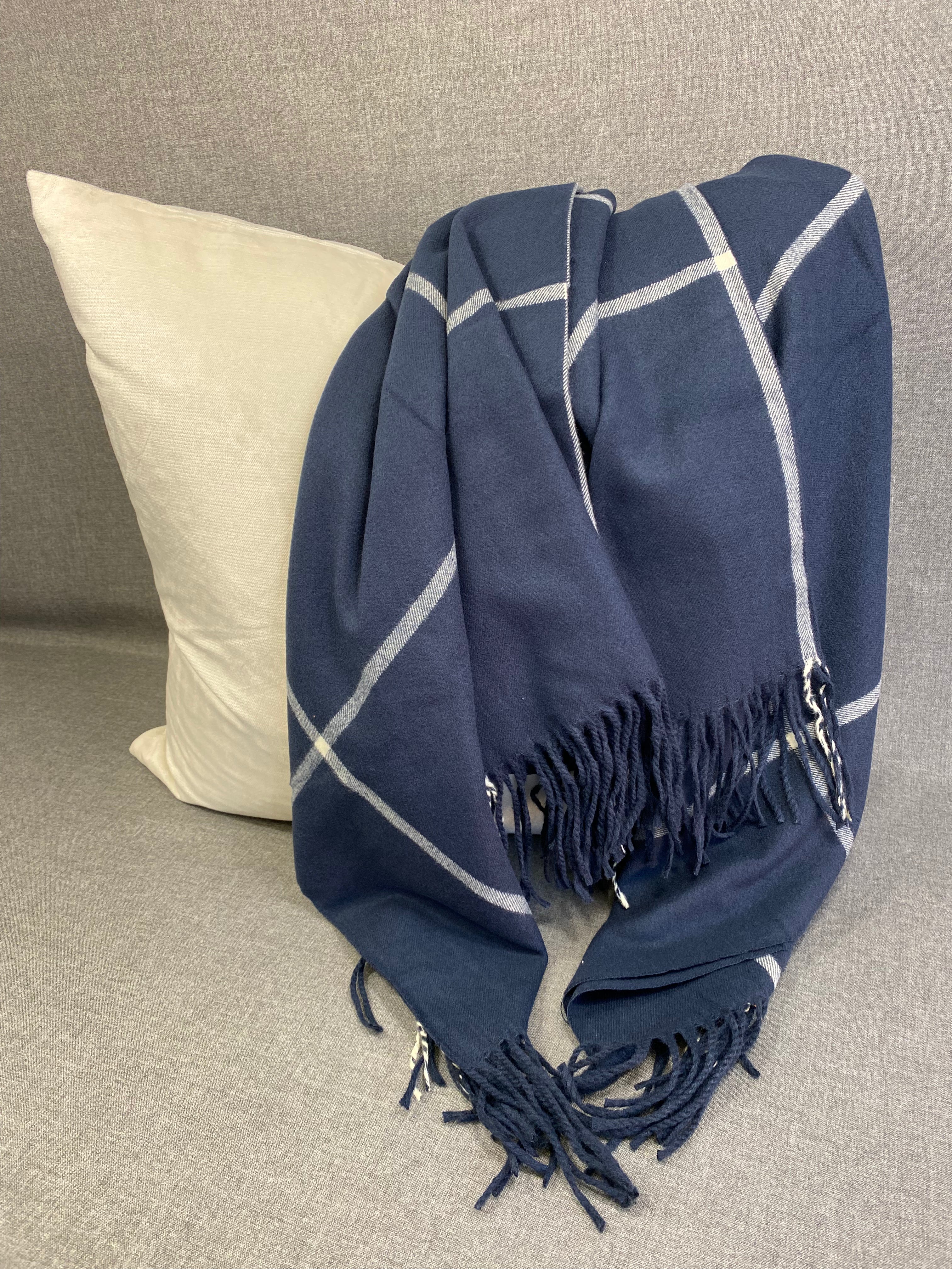 Glasgow Navy Throw  50"X60"