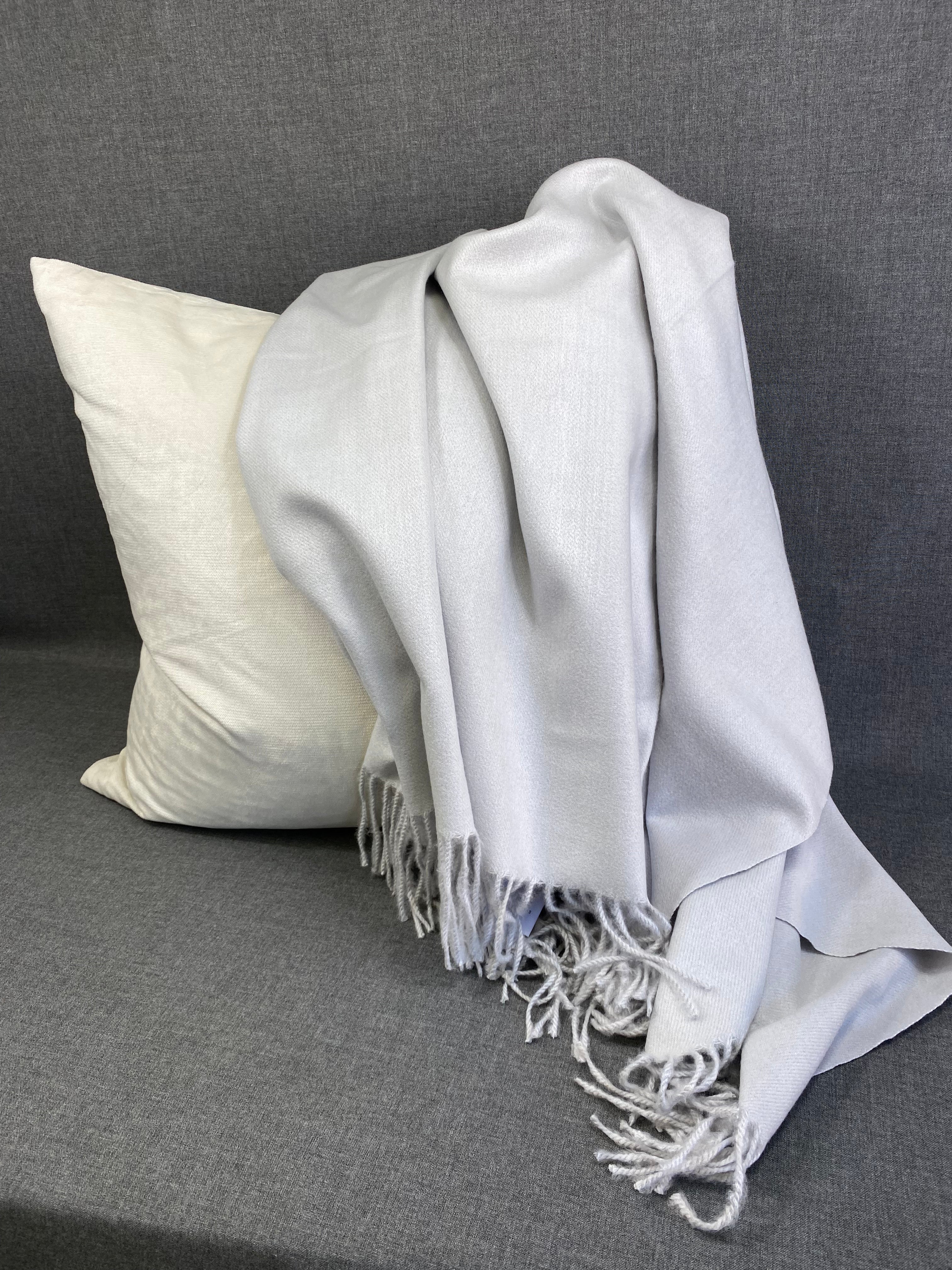 Faux Cashmere Grey Throw - 68" x 50"
